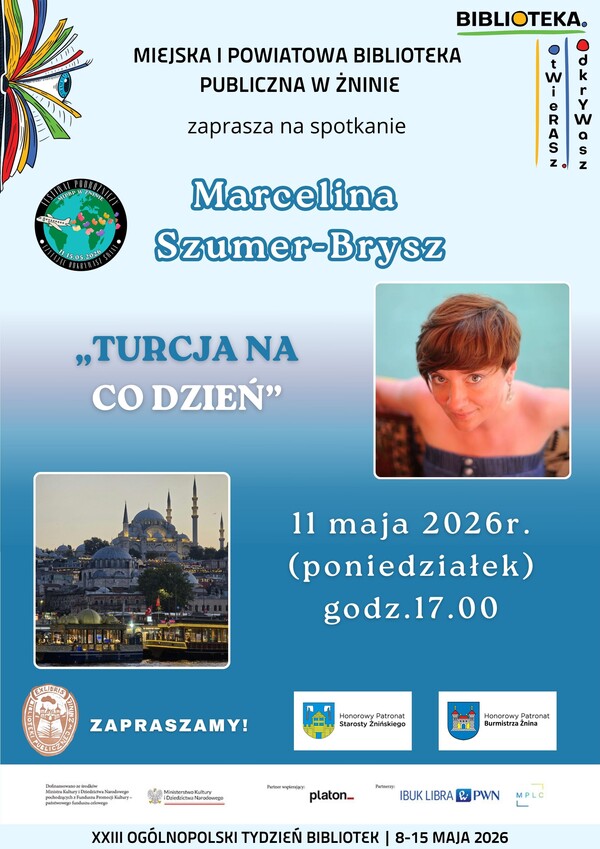 Festiwal Podróżniczy 2026-Tydzień Bibliotek 2026: Spotkanie z Marceliną Szumer-Brysz
