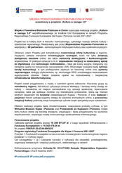 Informacja o rozpoczęciu realizacji projektu partnerskiego KULTURA W ZASIĘGU 3.0