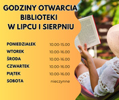 UWAGA! Godziny otwarcia Biblioteki w lipcu i sierpniu